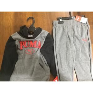 Puma 2 Pc Fleece Hoodie Jogger Set 2T Toddler Boys Grey Pants New w Tags MSRP 46